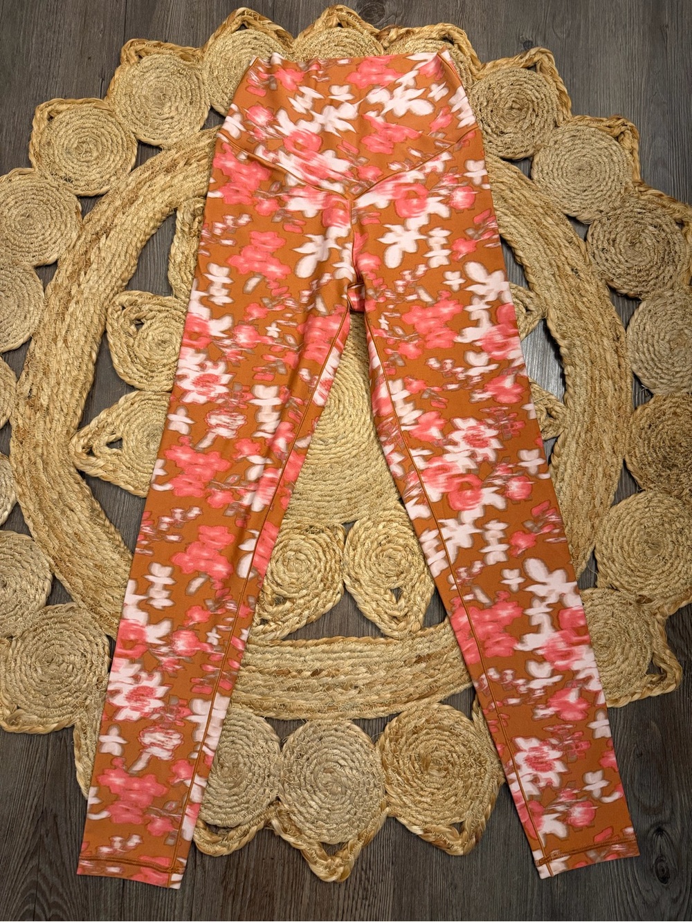 aerie Floral Print Leggings in Rust, Pink and Cream